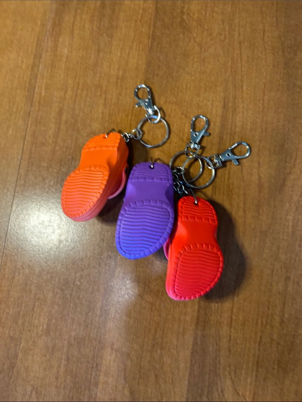 Mini Clog Keychain Set - Orange, Red, Purple